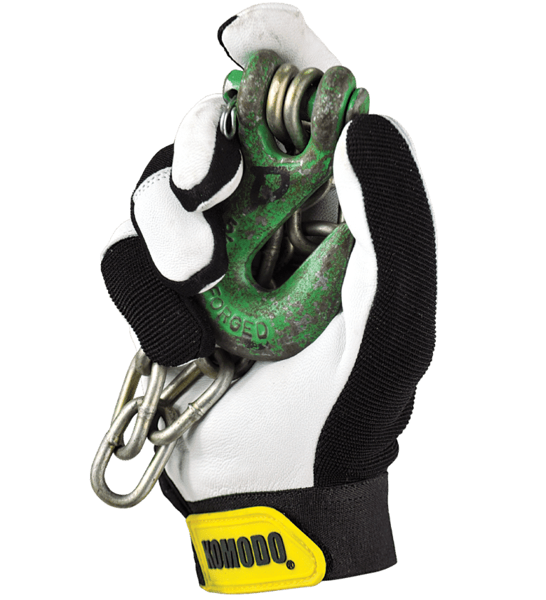 KOMODO Leather Man Gloves gripping chain