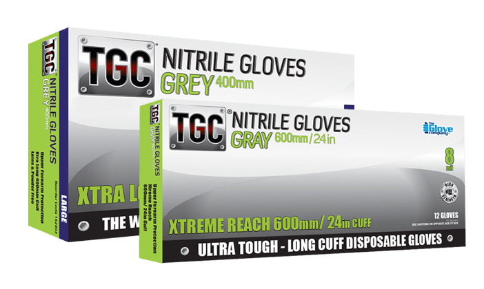 TGC Grey Nitrile Glove boxes 400mm and 600mm