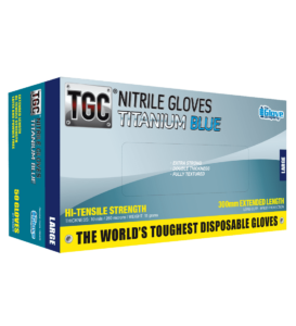 TGC Titanium Blue Nitrile Disposable Gloves Box Image