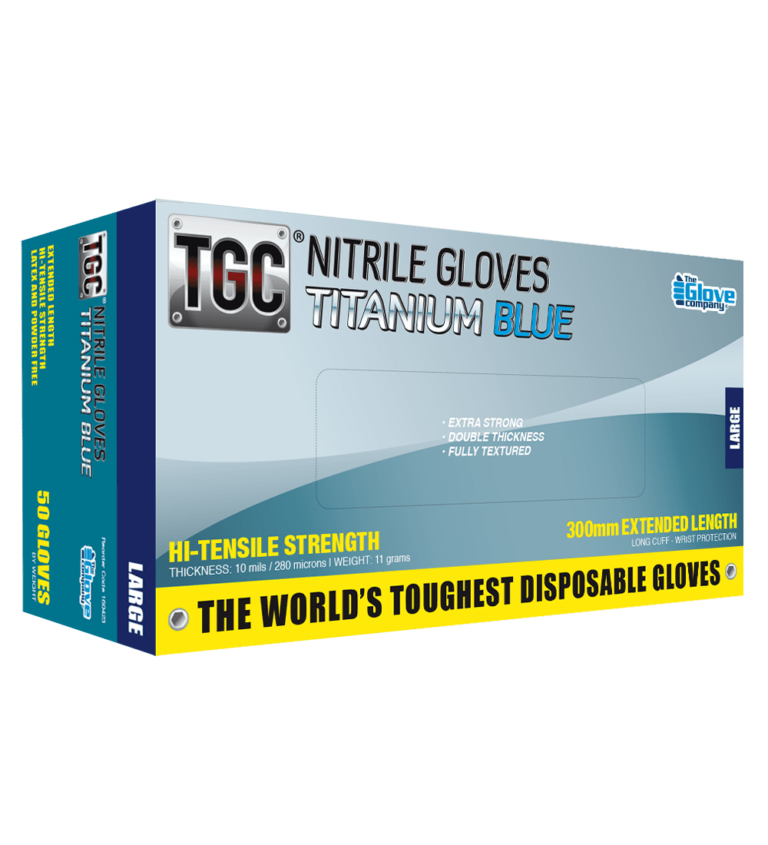TGC Titanium Blue Nitrile Disposable Gloves Box Image