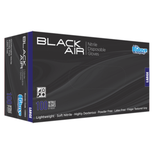 Black Air Nitrile Gloves box of 100 - Black coloured gloves