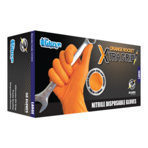 Orange Rocket Xtra Grip Nitrile Gloves box of 100 - Orange coloured gloves