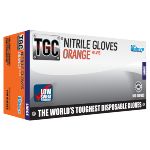 TGC Orange Nitrile Gloves box of 100 - Orange coloured gloves