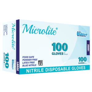 Microlite Blue Nitrile Gloves box of 100 - Blue coloured gloves