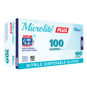 Microlite PLUS Blue Nitrile Gloves box of 100 - Blue coloured gloves