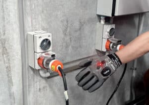 Electricity detecting glove (PVAD Tech Gloves) detecting live electricity